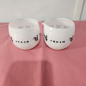 Adorable Vintage White Sugar and Cream Glass Set